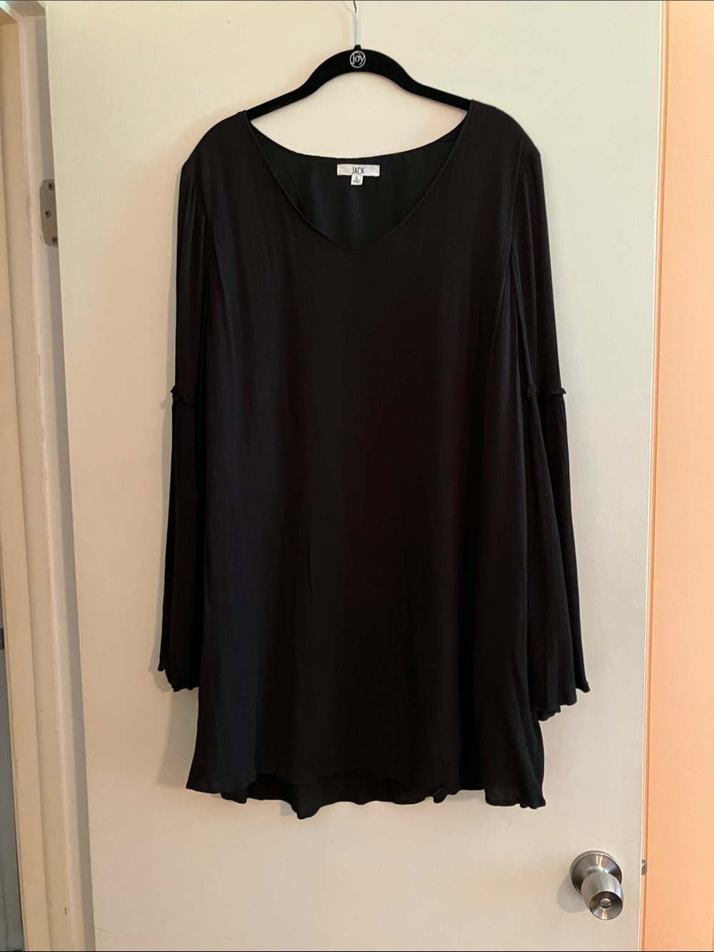 Jack by BB Dakota Black Mini Dress with Flowing Long Sleeves